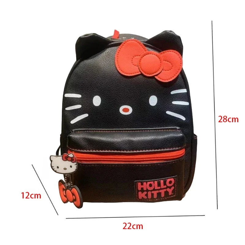   Kawaii Pu кожаный рюкзак Hello Kitty для женщин, школьная сумка для девочек, большая вместимость, черный, белый цвет, модный, высокое качество