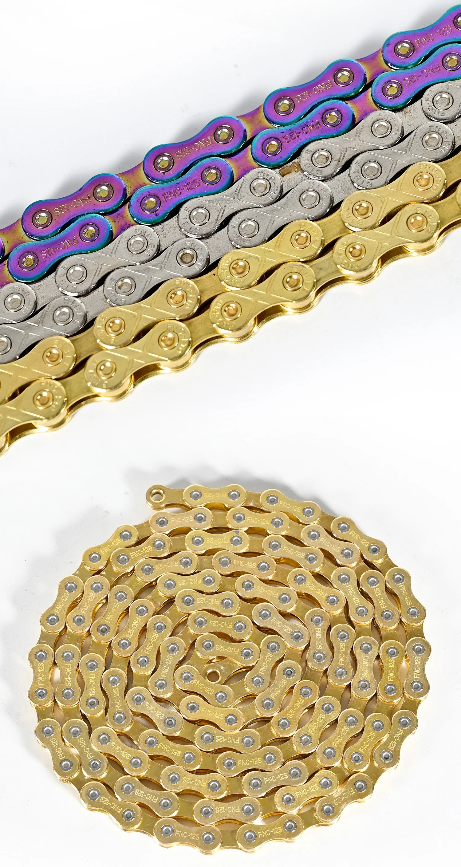 Nanlio X-Serie Fahrradkette 9 10 11 12 Gang Vollhohl Ultraleicht 116L MTB Rennradkette Gold Silber Regenbogen Galvanisiert – Detail 14