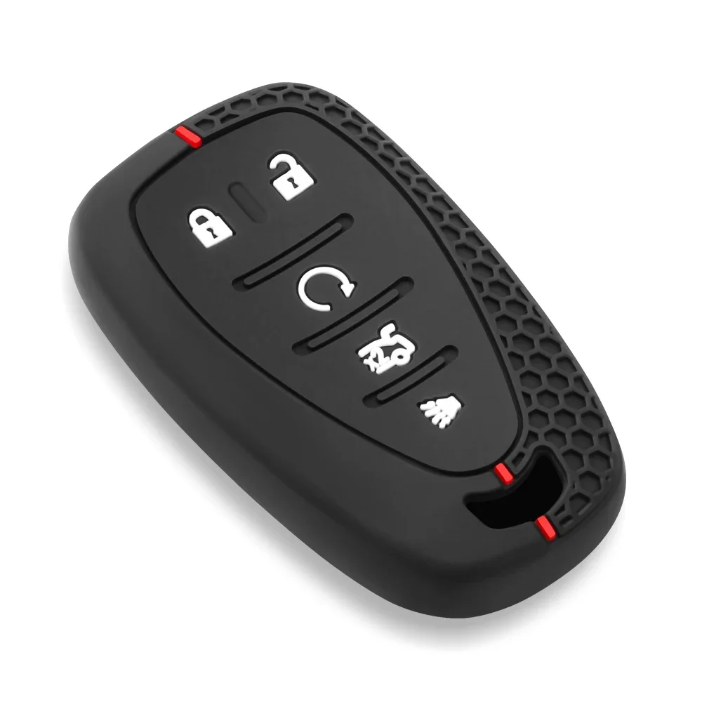 Silicone Car Remote Key Case Holder Key Cover For Chevrolet Camaro Malibu Cruze Equinox Volt 5 Buttons Auto Accessorise Keychain