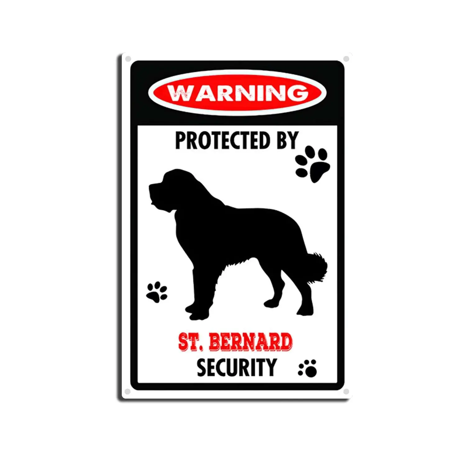 Metal Tin Sign St. Bernard Warning Sign, Warning Dog Metal Aluminum Tin Sign Outdoors Wall Decor Yard Signs Home Decor -Tin Sign