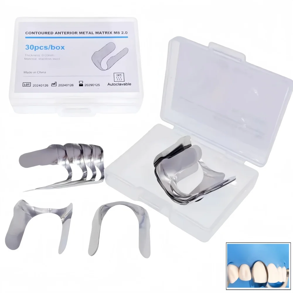 

30pcs Dental M8 2.0Type Shaping Anterior Teeth Metal Forming Sheet Dental Filling Material Stainless Steel Bending Forming Sheet