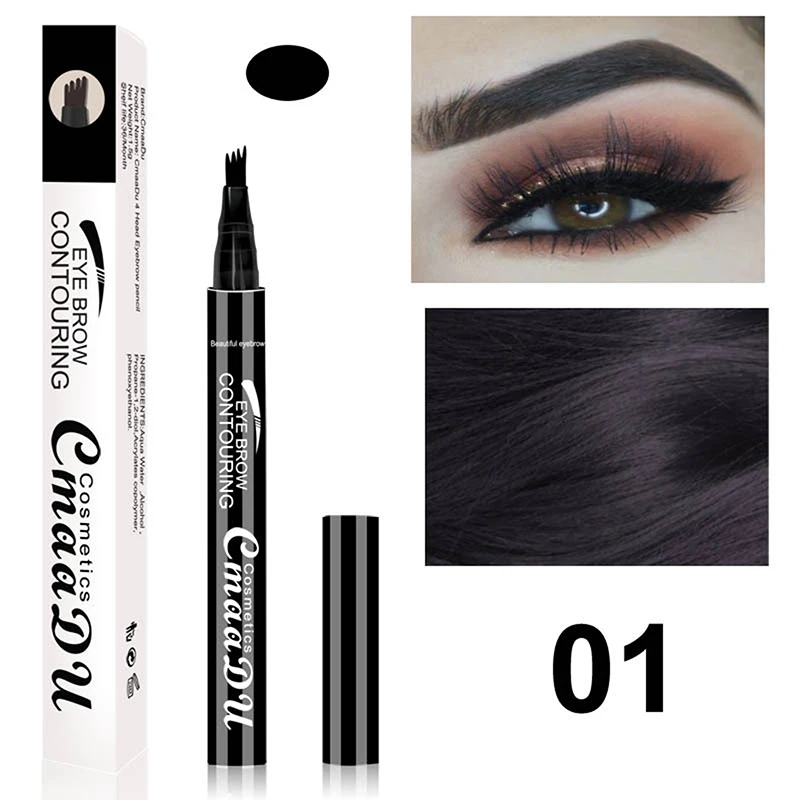 Liquid Eyebrow Pen Microblade Waterproof Eye Brow Contouring Pencil with Micro-Fork Tip Brow Definer for Makeup