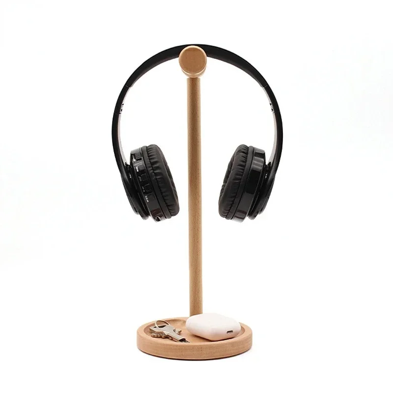 Soporte de madera para auriculares AirpodsMax, soporte de madera hecho a mano para auriculares, almacenamiento de escritorio con pantalla de auriculares Sony de madera perlada