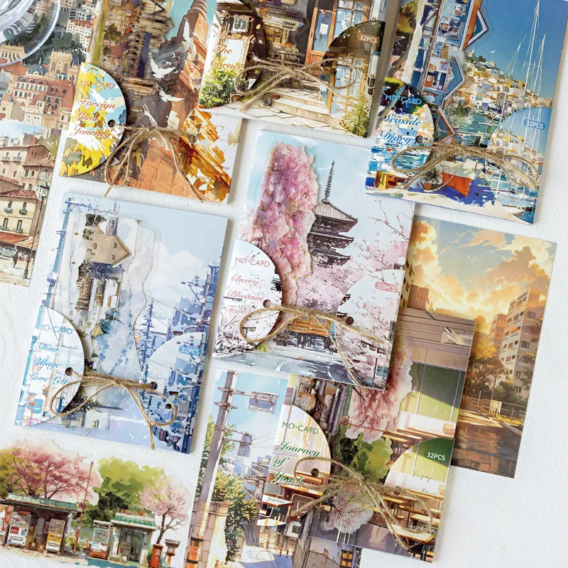 2Style 96Pcs/bag Heart Journey Series Landscape Material Paper Creative Handbook Stickers DIY Photo Frame Journal Background