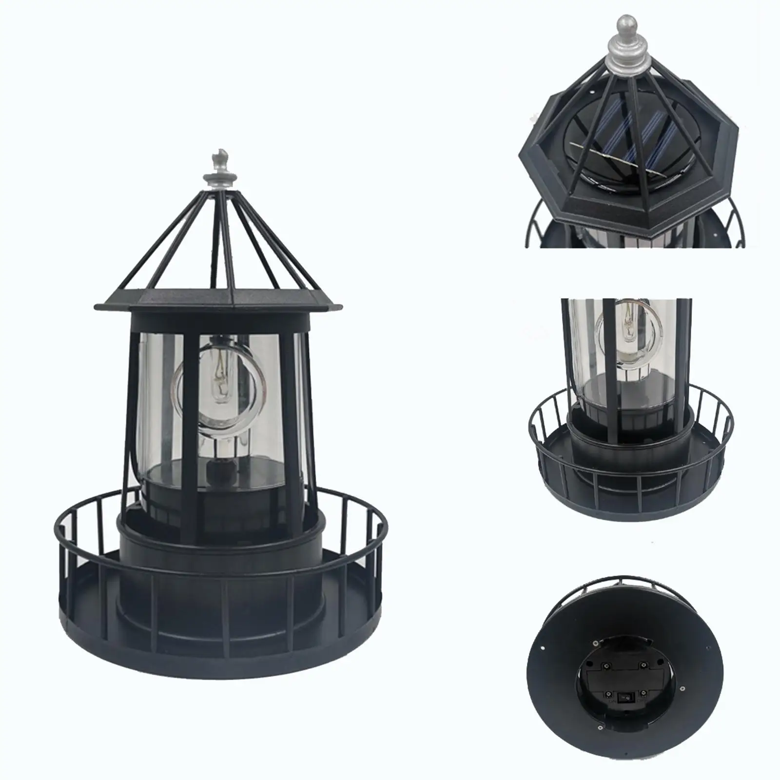 Solar Powered Lamp Lighthouse Light 1 LED Rotating Garden Lantern IP65 Solar Lighting for Garden Pathway