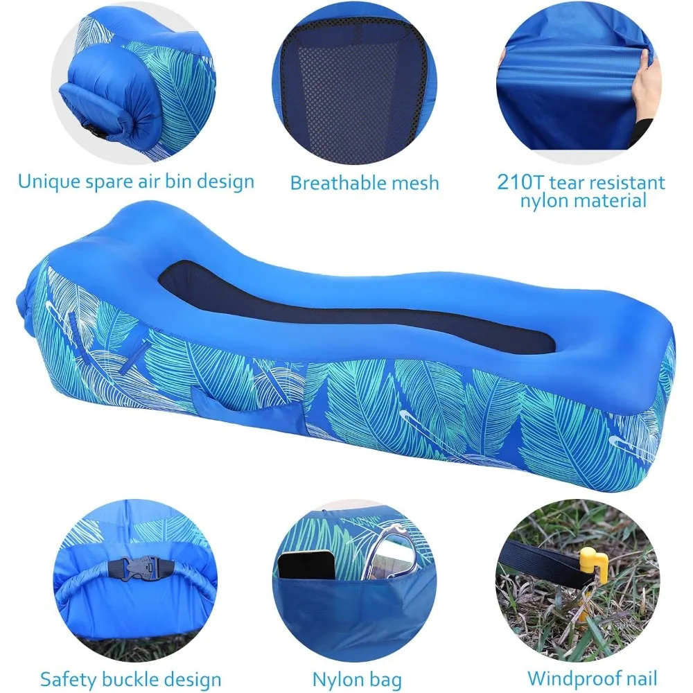 Aufblasbares Liegesofa mit einzigartigem Sonnenschutz design, aufblasbares Strand bett mit Kissen, wasserdichtes aufblasbares Couch camping