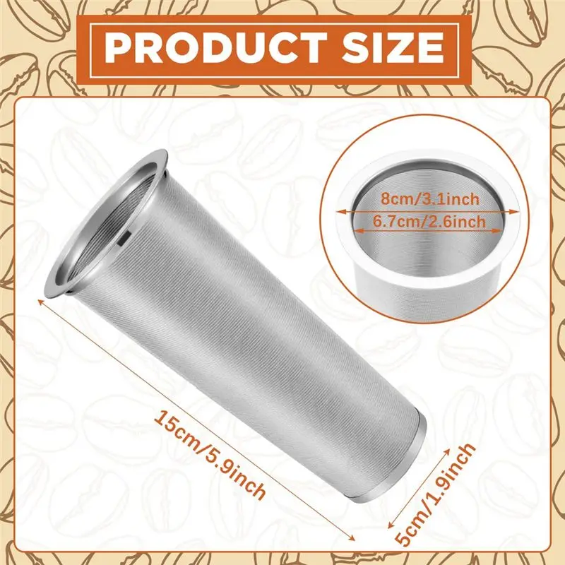 B-est 3PCS Cold Brew Coffee Filter Stainless Steel Filter Coffee Tea Infuser Coffee Strainer Masons Canning Jar Mesh Filter