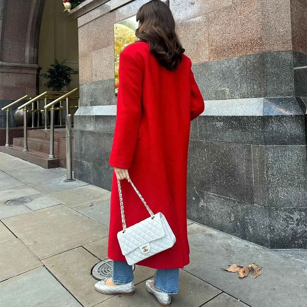 KONDALA 2025 Herbst Winter Frauen Casual Lange Mäntel Mode Streetwear Solide Drehen Unten Kragen Einreiher Elegante Lange Jacken