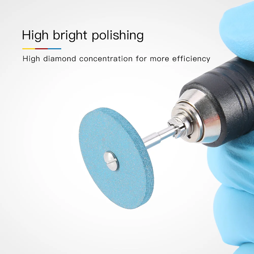 AZDENT Dental Rubber Diamond Polisher Wheel Zirconia Polishing Ceramic Grinding HP 2.35MM Dentistry Laboratory Polishing Tools