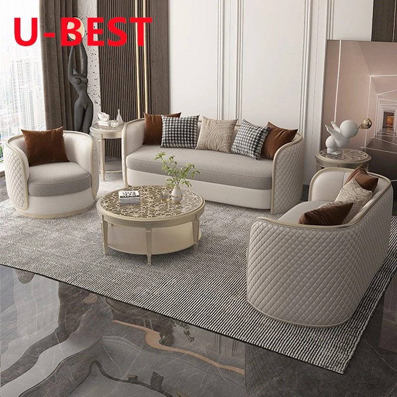 U-BEST 3 Seat Cafe Pure Sofa Set Armchair Sofa Cum Bed Wooden French Provincial Classic Luxury Curved Couch Sofa