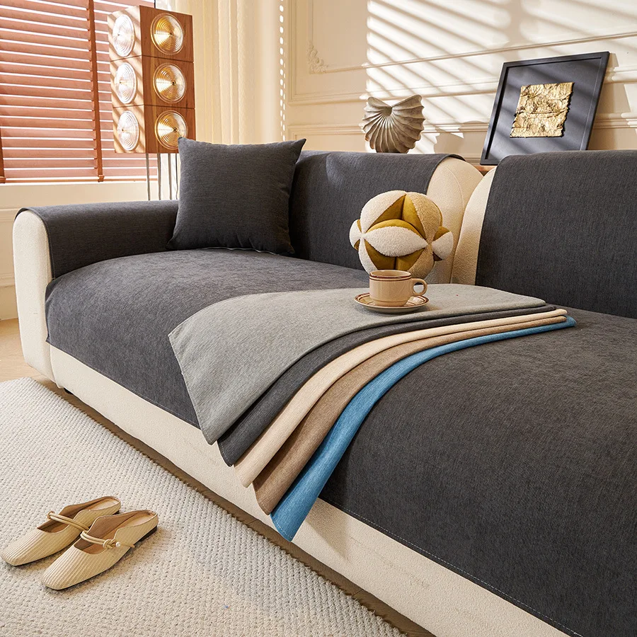 Minimalist Chenille Fabric Sofa Seat Cover Universal Non-Slip Couch Towel Furniture Protective Slipcover Cushion Pad
