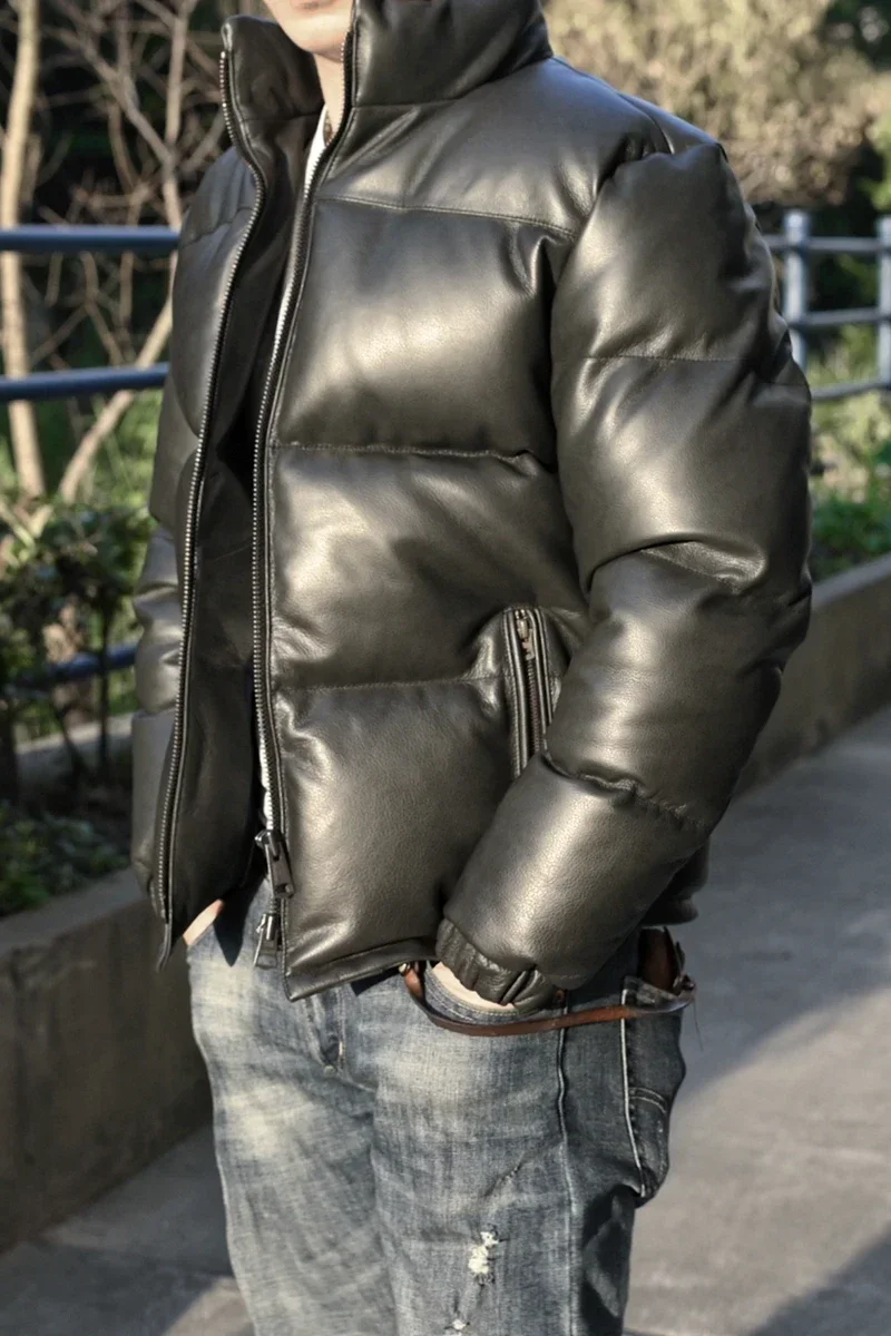 Men\'s Winter Jacket Genuine Leather Jacket Men Top Layer Cowhide Down Duck Down Jacket Male Leather Coat Thick Clothes Jaquetas