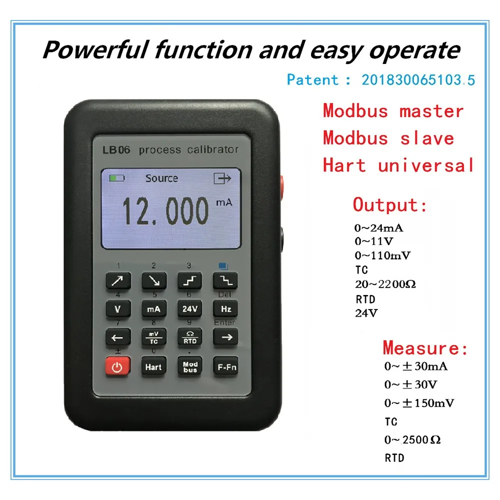 LB06 Multifunctional Process Calibrator 0-24mA 0-11V/mV Signal Generator Hart Modbus Function