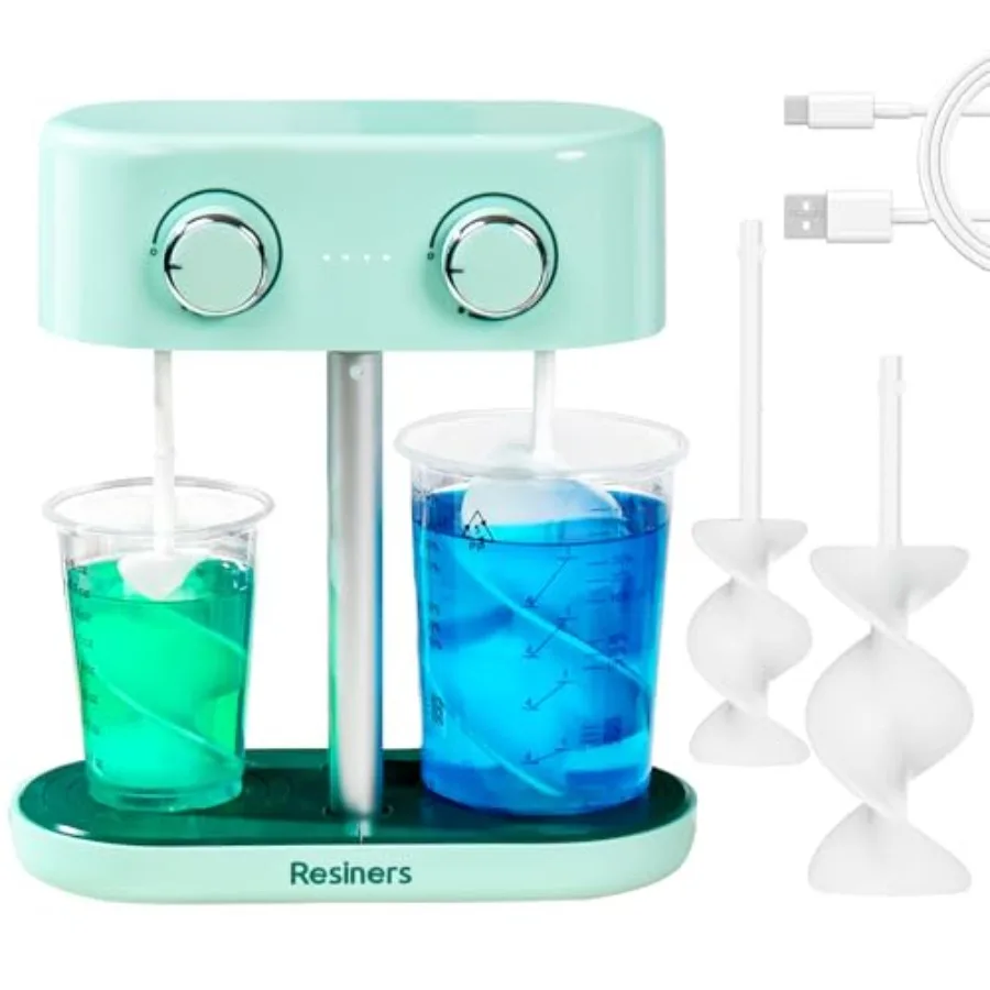 

Resiners DualHead Resin with s, Rechargeable Epoxy Mixer, Stepl Speed and Minimum Bubbles, Electric Stirrer for Resin, Silicone