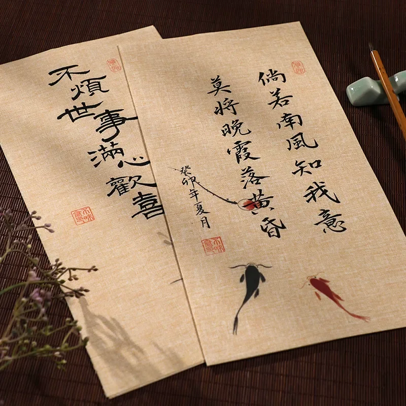 Wax Print Rice Paper Half Raw Half Cooked Xuan Paper Fabric Texture for Small Regular Script Calligraphy Painting Art Supply