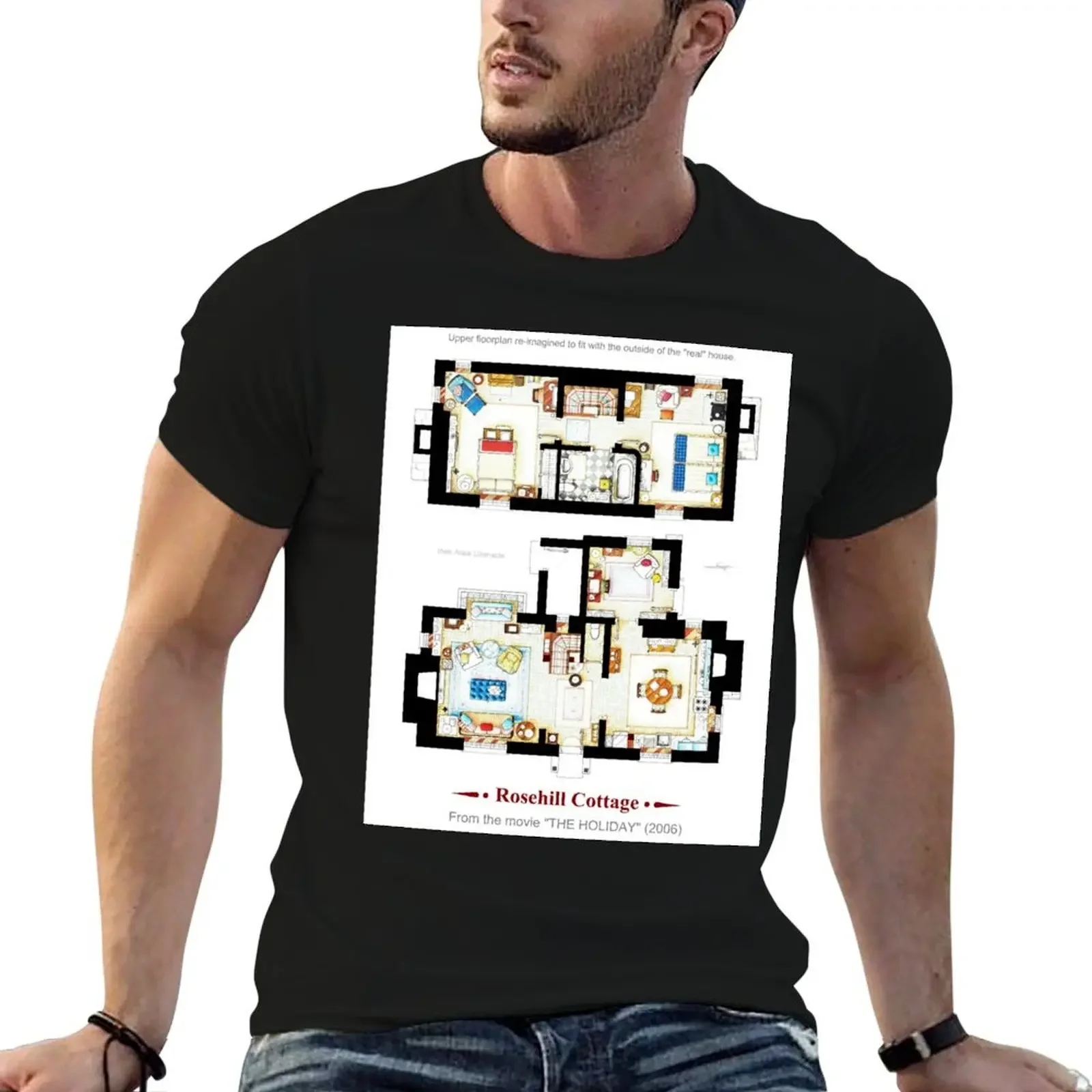 

Rosehill Cottage from THE HOLIDAY Poster B T-Shirt valentines clothes gifts for boyfriend man t shirt men graphic t shirts