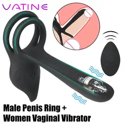 Vagina G Spot Massager Sex Toys Cockring Pensring With Cock Penis Ring Masturbation For Couple Men Women Vibrator 10 Speeds