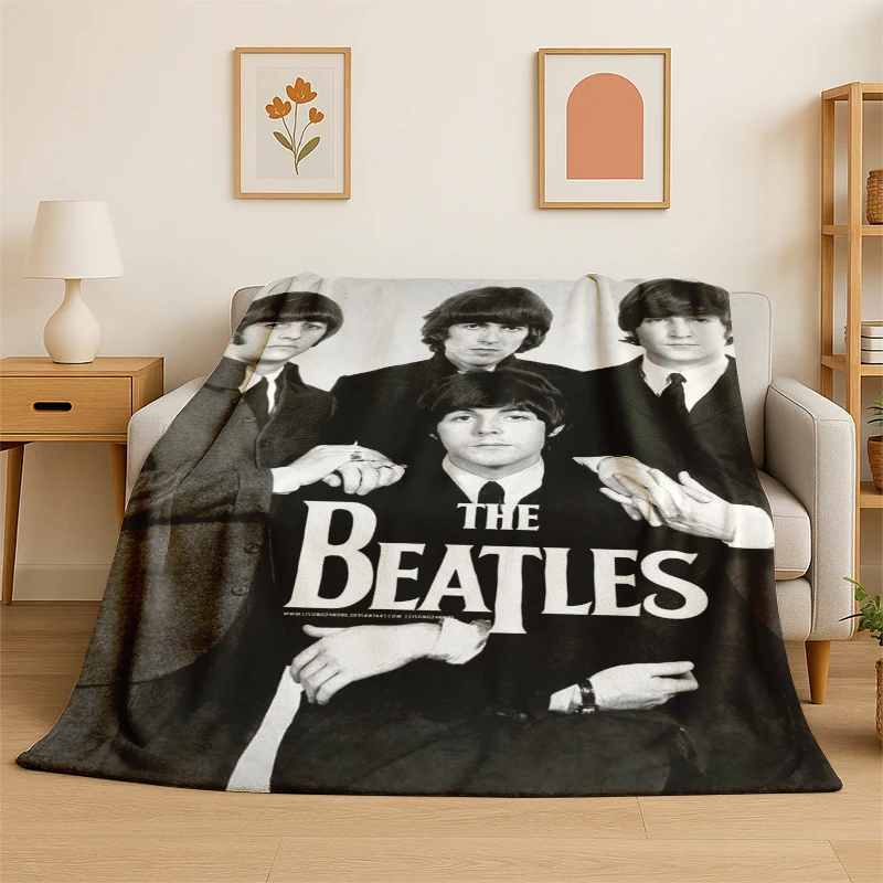 3D B-Beatles Rock Band Star Flannel Blanket Soft Warm Throw Blanket for Bedroom Living Room Bed Travel Camping Picnic Gift kid