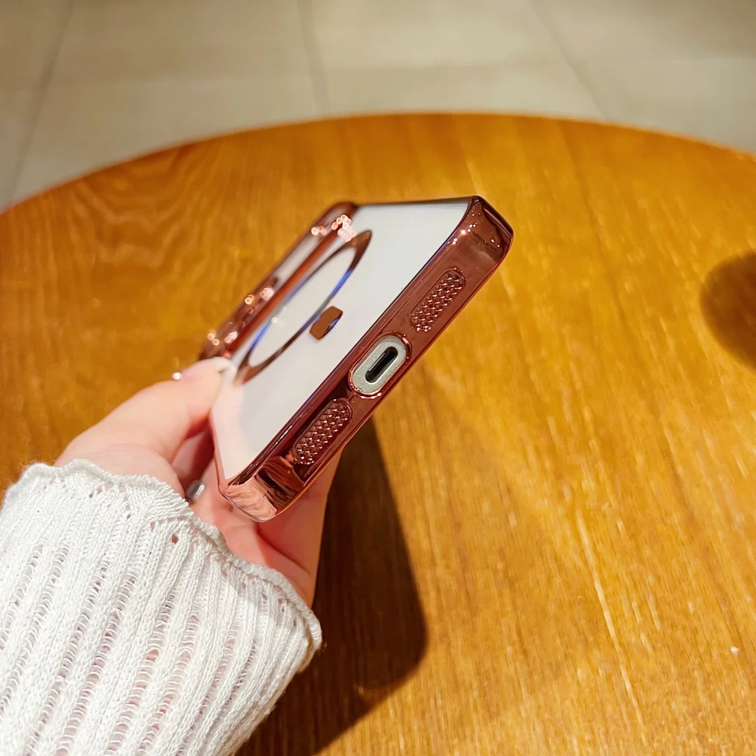 Luxury Plating Clear Magnetic For Magsafe Wireless Charge Case For iPhone 17 Air 16 15 14 Plus 11 12 13 Pro Max Protection Cover