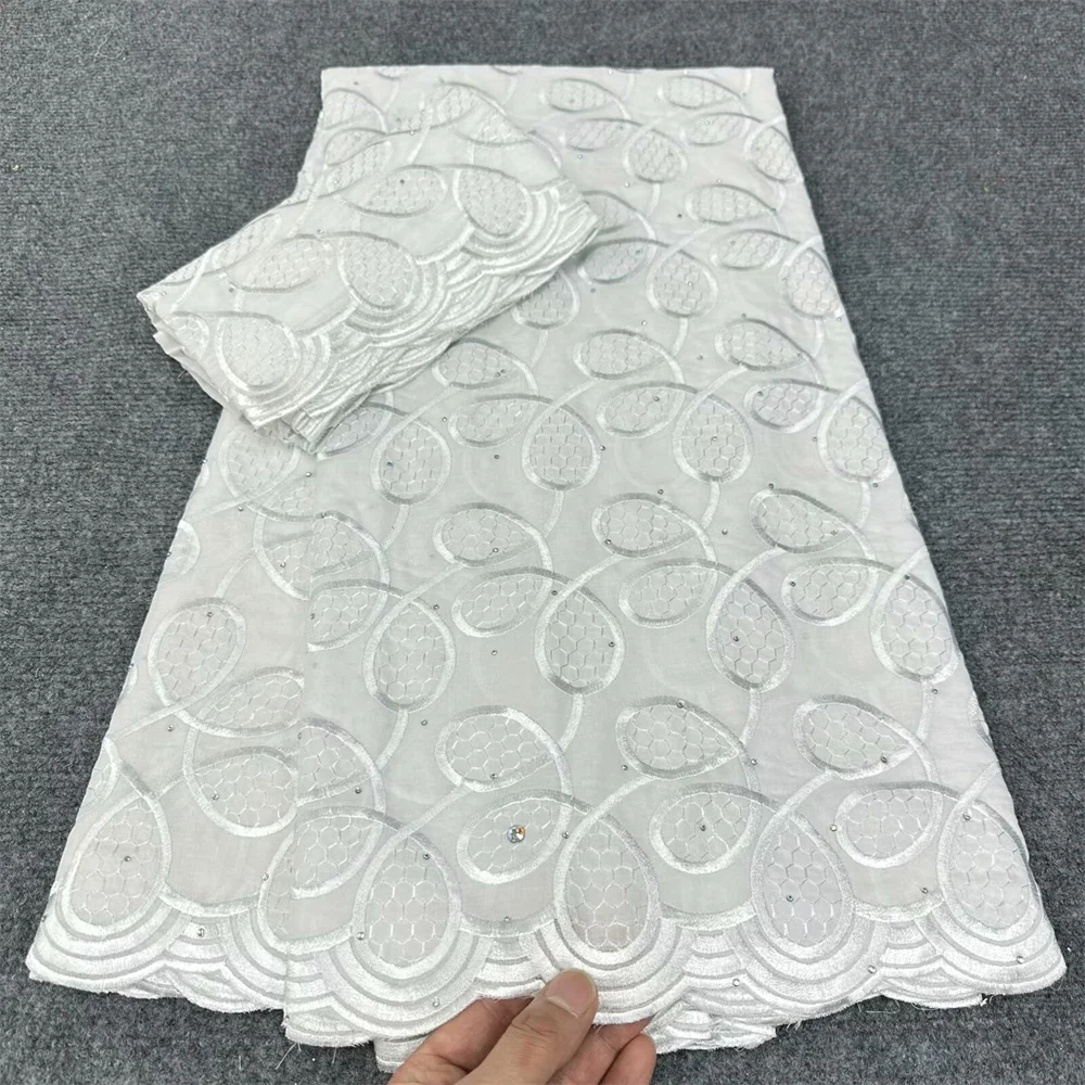 Imagem -02 - Swiss Voile Lace na Suíça Tecido de Renda para Vestidos de Festa Nupcial Pedras de Algodão Africano Alta Qualidade Jardas 2024