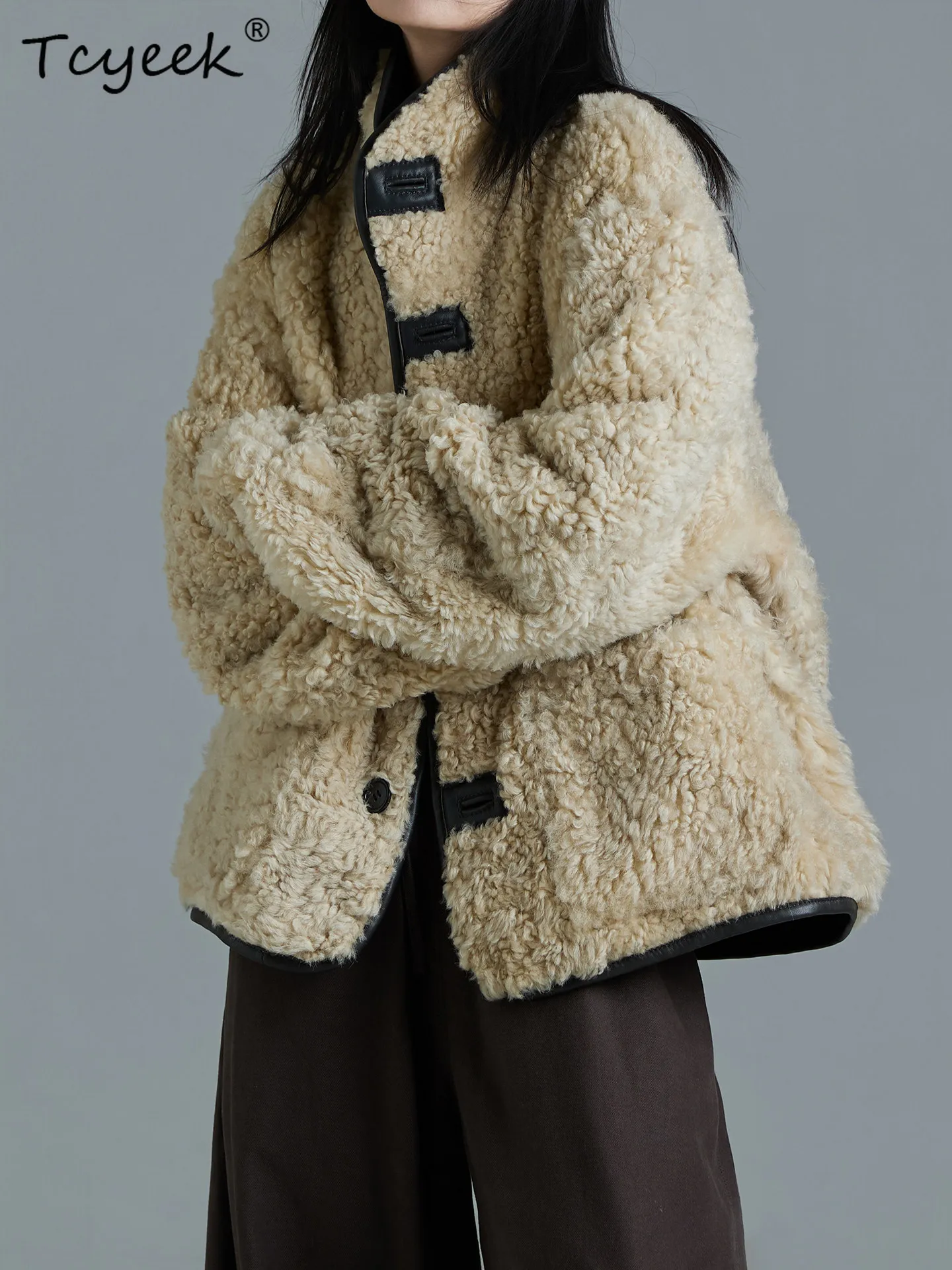 

AYUNSUE Natural Merino Sheep Fur Coat Woman Real Leather Jacket Women Lamb Wool Winter Clothes Reversible Шуба Женская