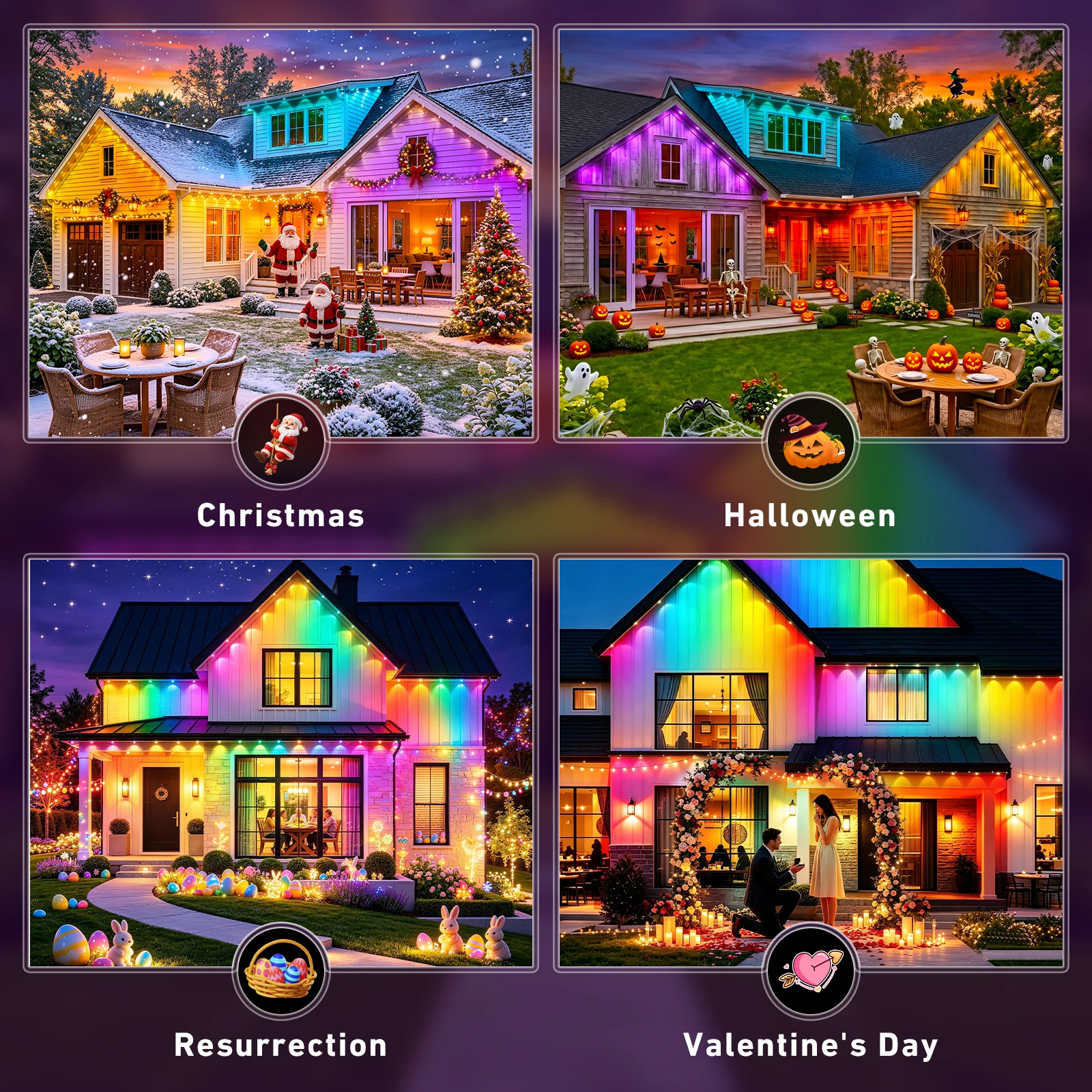 600FT Permanent Outdoor String Lights RGB+IC,IP67 Waterproof Eaves Lights, App & Remote Control, Music Sync, MyDIY Timer, Easy Install for Patio, Roofline, Garden, Deck, Fence Holiday Decor 6