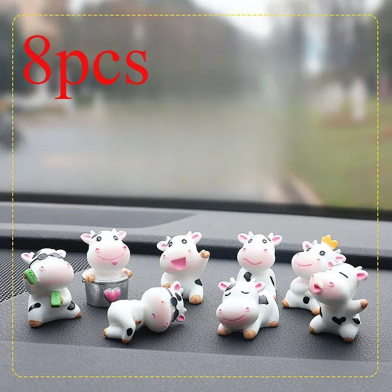 Cute Cow Small Statue Little Figurine Crafts Figure Ornament Miniatures  Micro Landscape Resin Ornaments Room Decor
