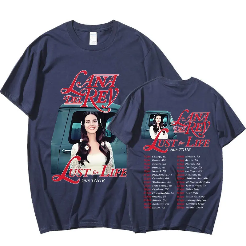 Singer Lana Del Rey Vintage T Shirt Lust for Life Tour Music Album Men Women Hip Hop T Shirts Harajuku Streetwear Tops Unisex