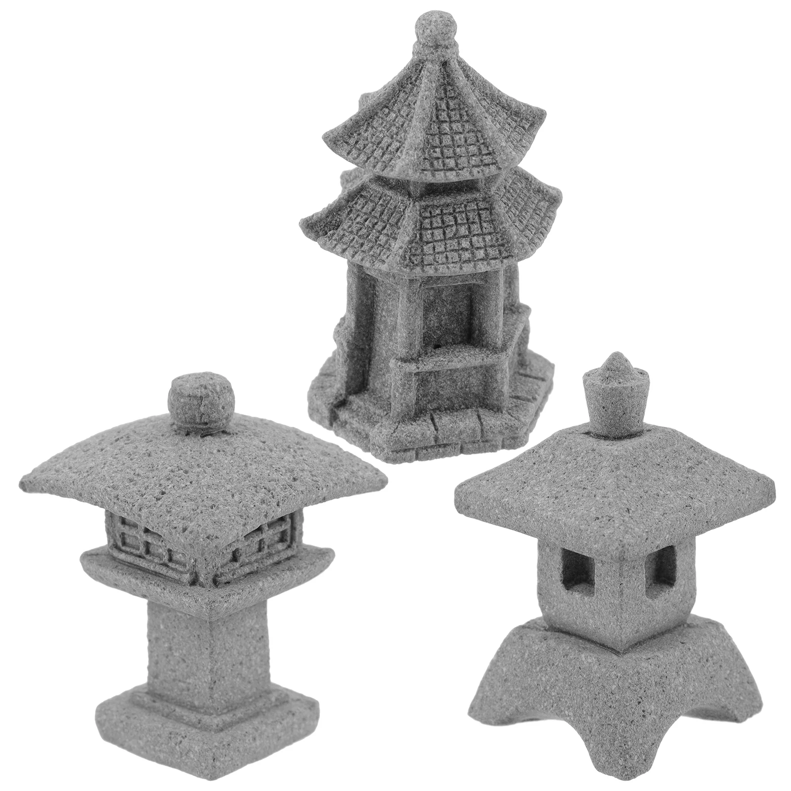 

3 Pcs Micro Landscape Ornament Adornments Mini Pavilion Statue Decor Pagoda Shape Modeling Outdoor