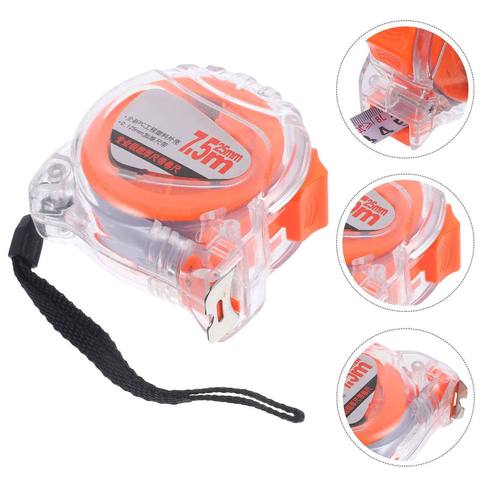

7.5m Wear-resistant Steel Tape Measure ABS Shell Fixed Switch Clear Scale Random Color 25mm Width Measuring Tool