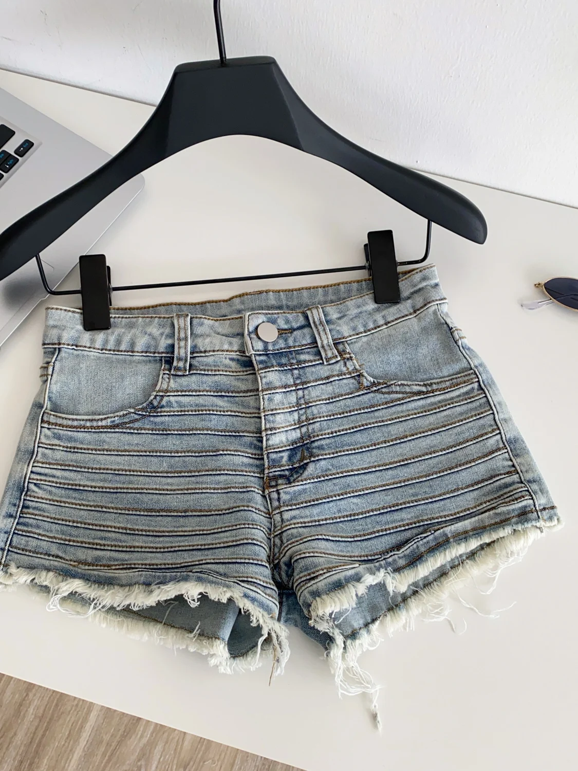 Pantalones vaqueros ort de diseño a rayas de cintura alta para mujer, pantalones calientes adelgazantes con agujeros, pantalones vaqueros sexys para chica Sle