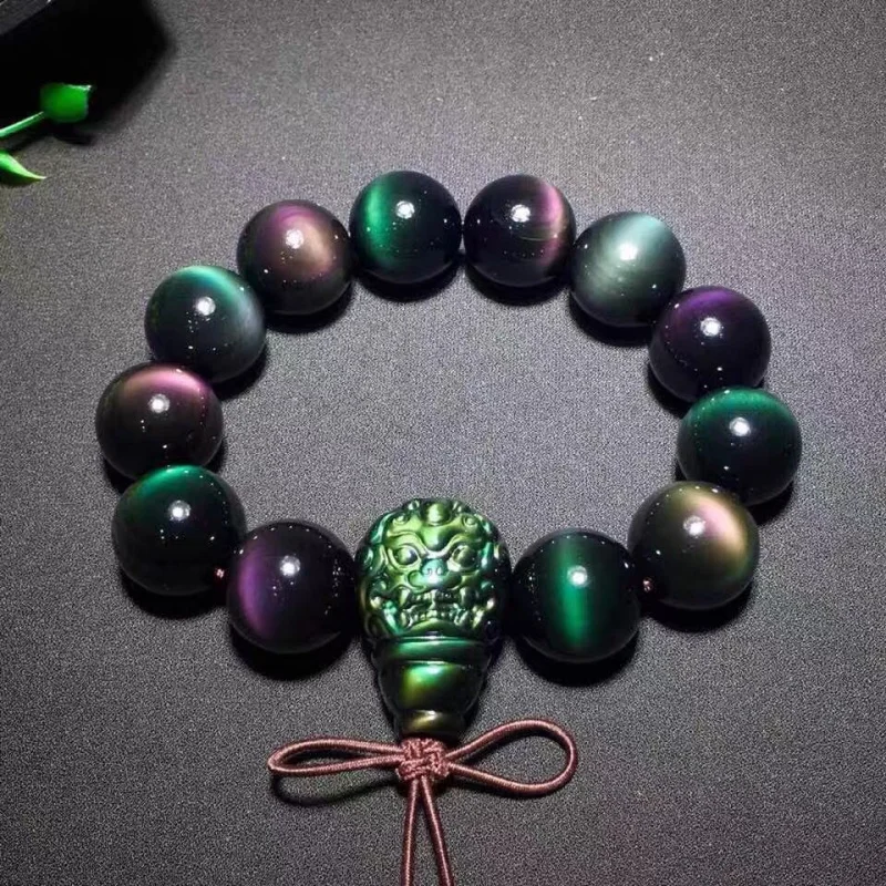 

Natural Eye Obsidian Men'S And Women'S Single Circle Bracelet With Integrated Pixiu