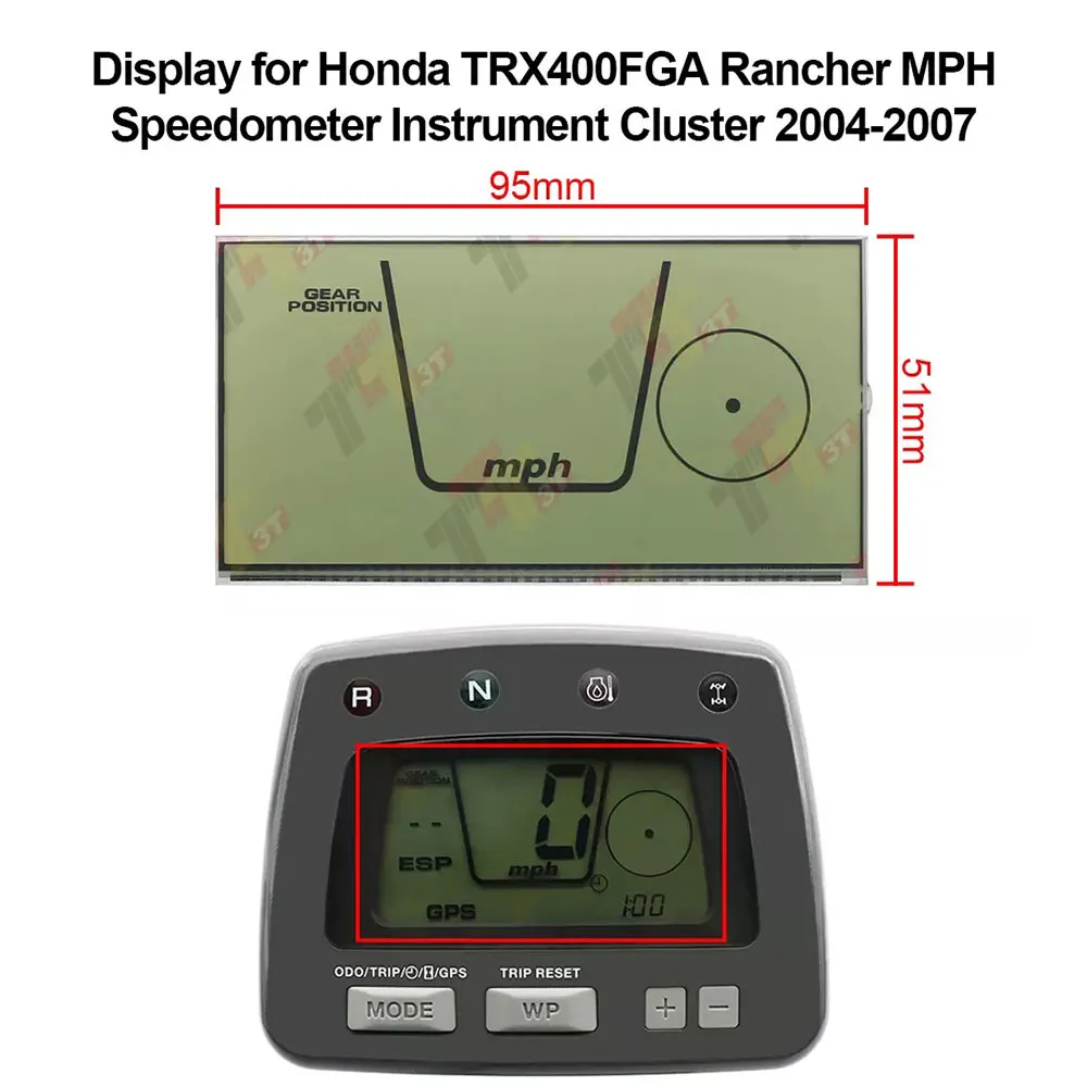 

Mileage Odometer Display Replacement Display for Honda TRX400FGA Rancher MPH Speedometer Instrument Cluster (2004-2007)