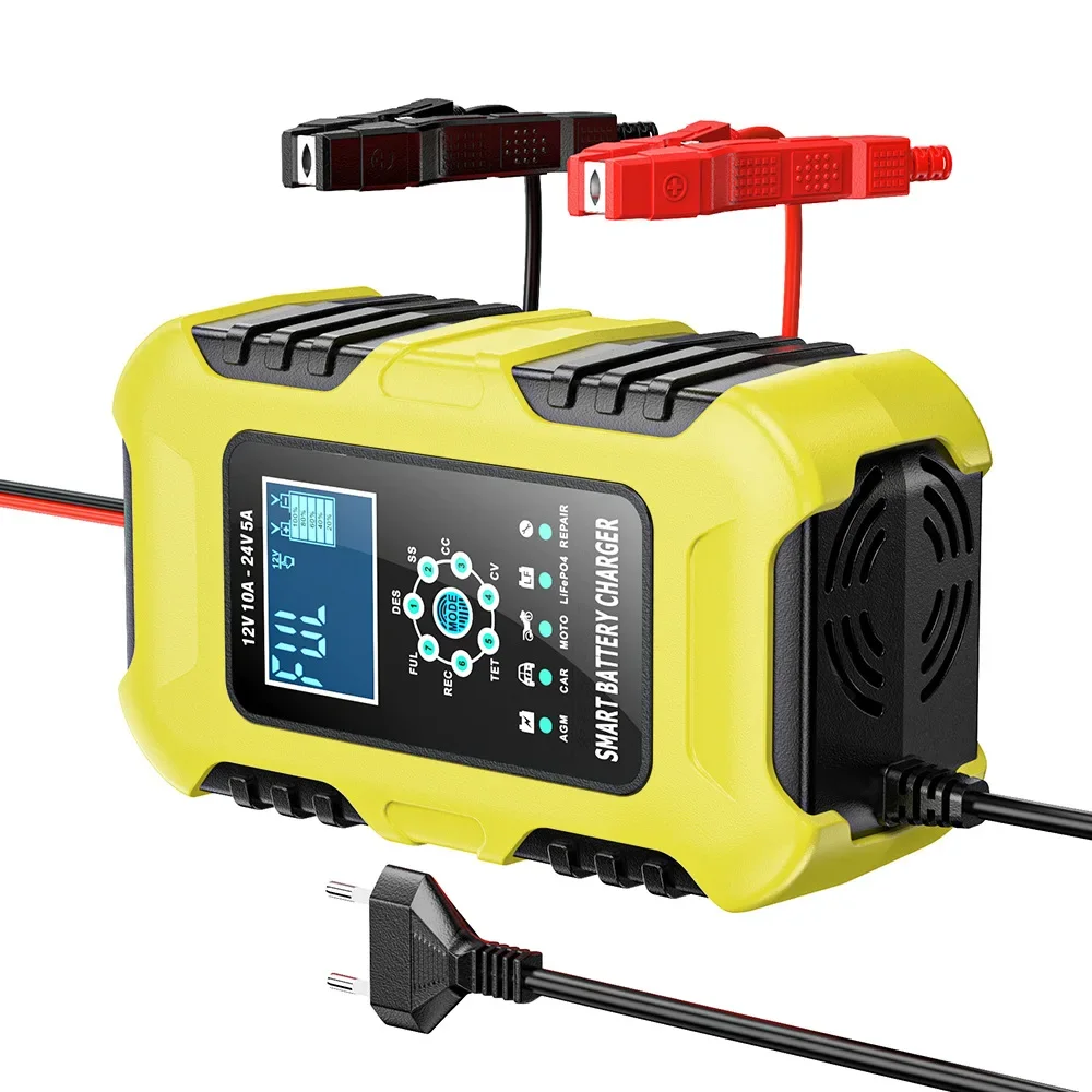 12V/10A 24V/5A Vollautomatisches Intelligentes Tragbares Autobatterie-Ladegerät und -Wartungsgerät für AGM-Nassbatterien