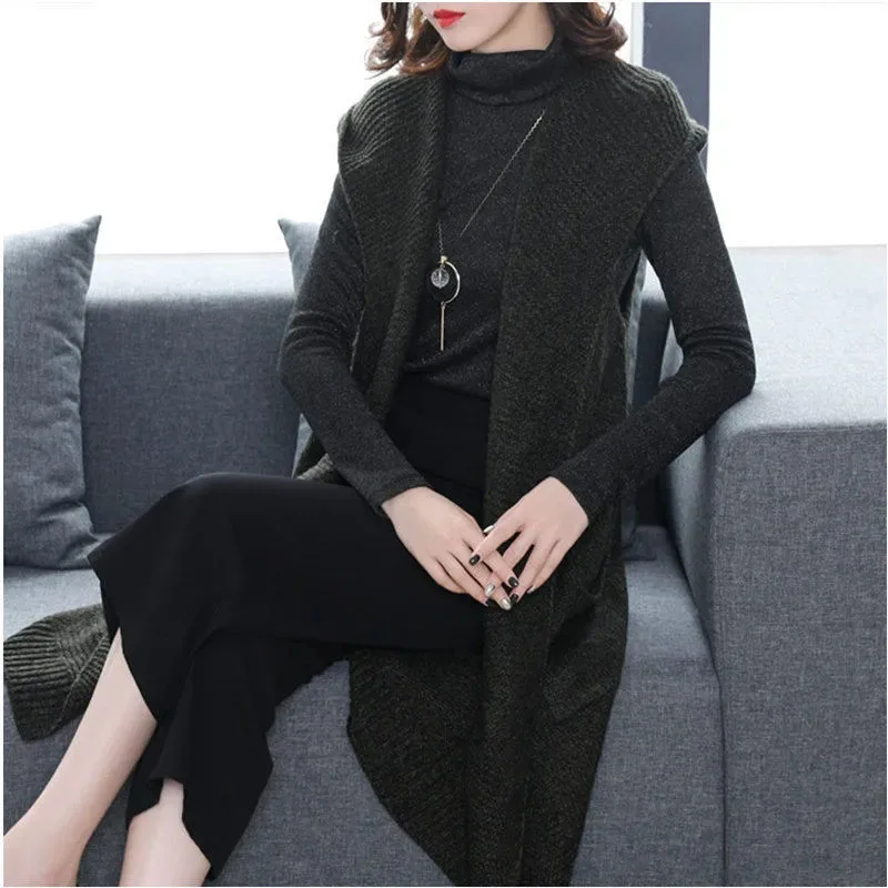 2023 New Autumn Winter Mid Mother Vest Jacket Women Fashion Long Sleeveless Waistcoat Coats Female Casual Outerwear Ladies Tops