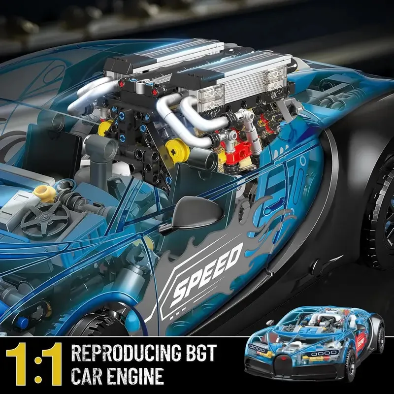 Molde rei 10131 w16 kit modelo de motor 952 pçs 16 cilindros carros motor crianças haste brinquedos blocos de construção conjuntos adultos coleção presentes