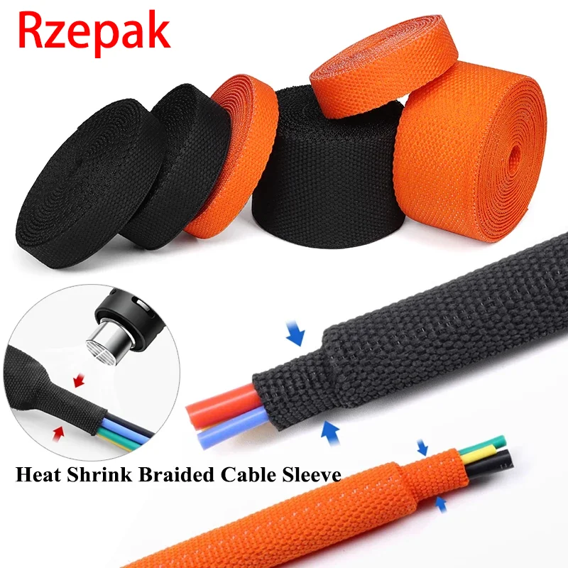 

New Heat Shrink Braided Cable Sleeve 6mm~100mm Insulation Flam Retardant Wire Wrap Sheath Protection PET Auto Line Organizer