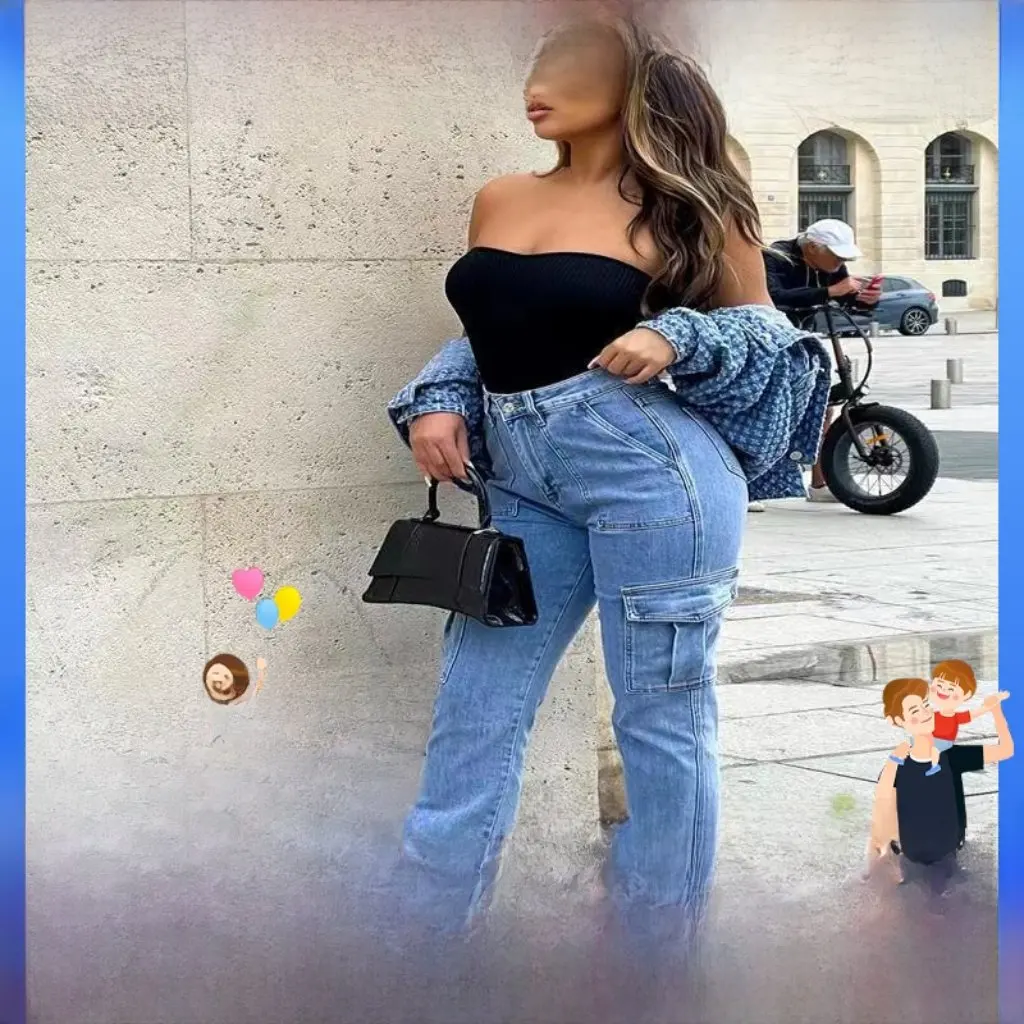 

Women's Work Jeans Multi-Pocket Denim Wide Leg Pants Autumn Winter New Style for