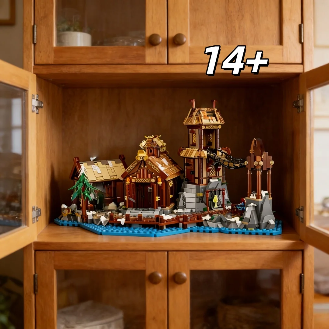 

MOC medieval coast wooden house building blocks retro pier building assembly model creative DIY decoration gifts