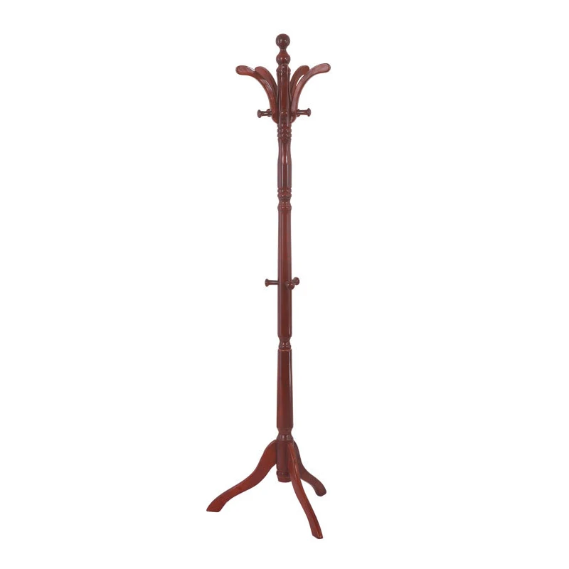 Solid Birch Wood Coat Racks Stand Floor Standing Hanger Rack with Tripod Base for Purse Clothes Hat Umbrella Jacket Coat