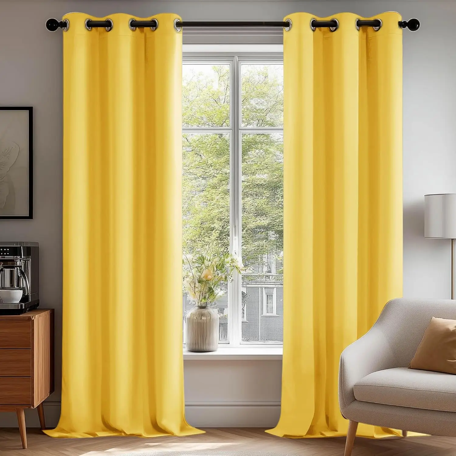 

Blackout Curtains for Bedroom–Set of 2 42W x 84L Inch Thermal Insulated & Noise Reducing Panels–Home Window Room Darke