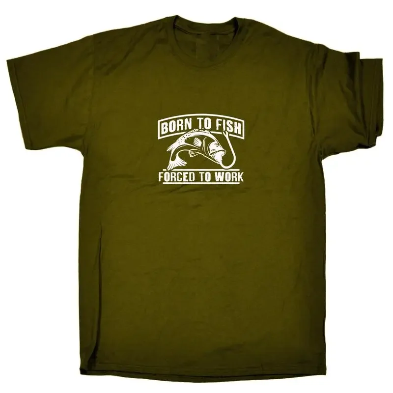 Born To Fish Forces Work V2 Fishing Angling Mens Funny T Shirt