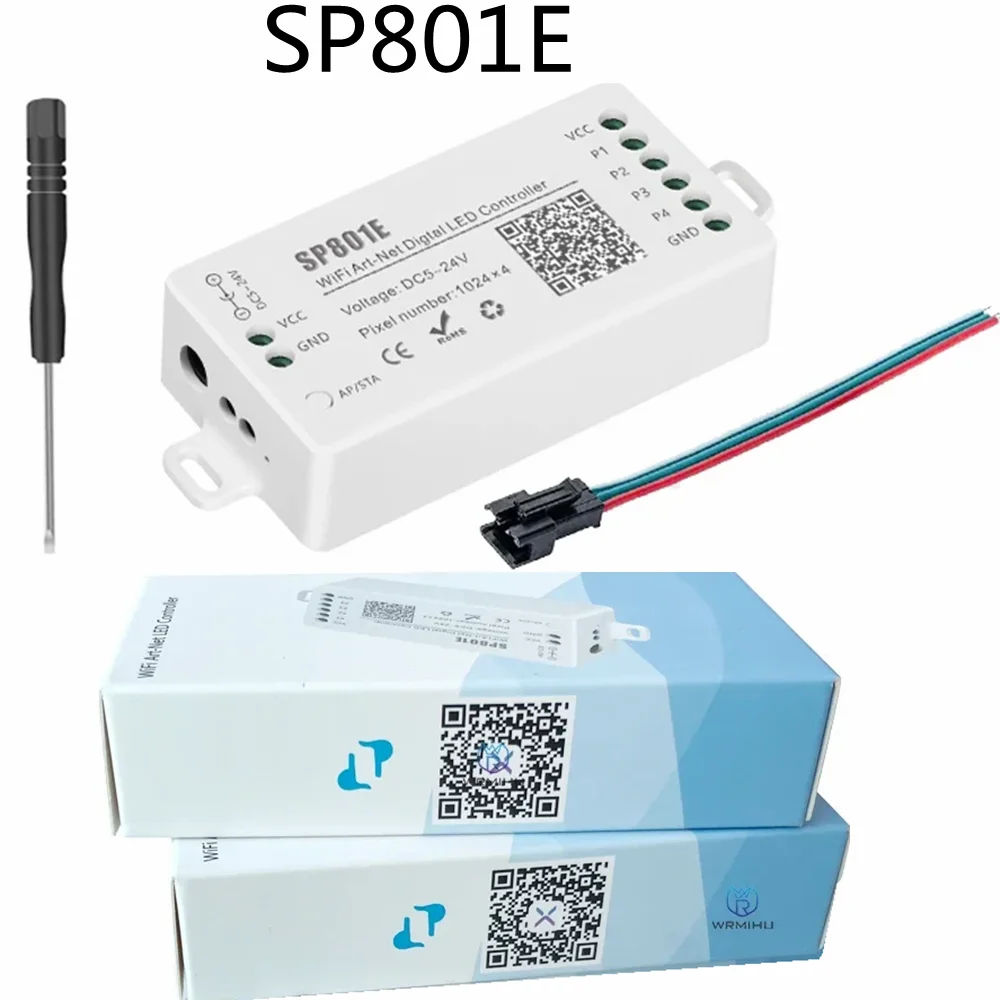

ART-NET SP801E LED WIFI Controller With AppControl AP/STA Mode For SMD5050 WS2812B LED Matrix Panel Module LED Light Bar DC5-24V