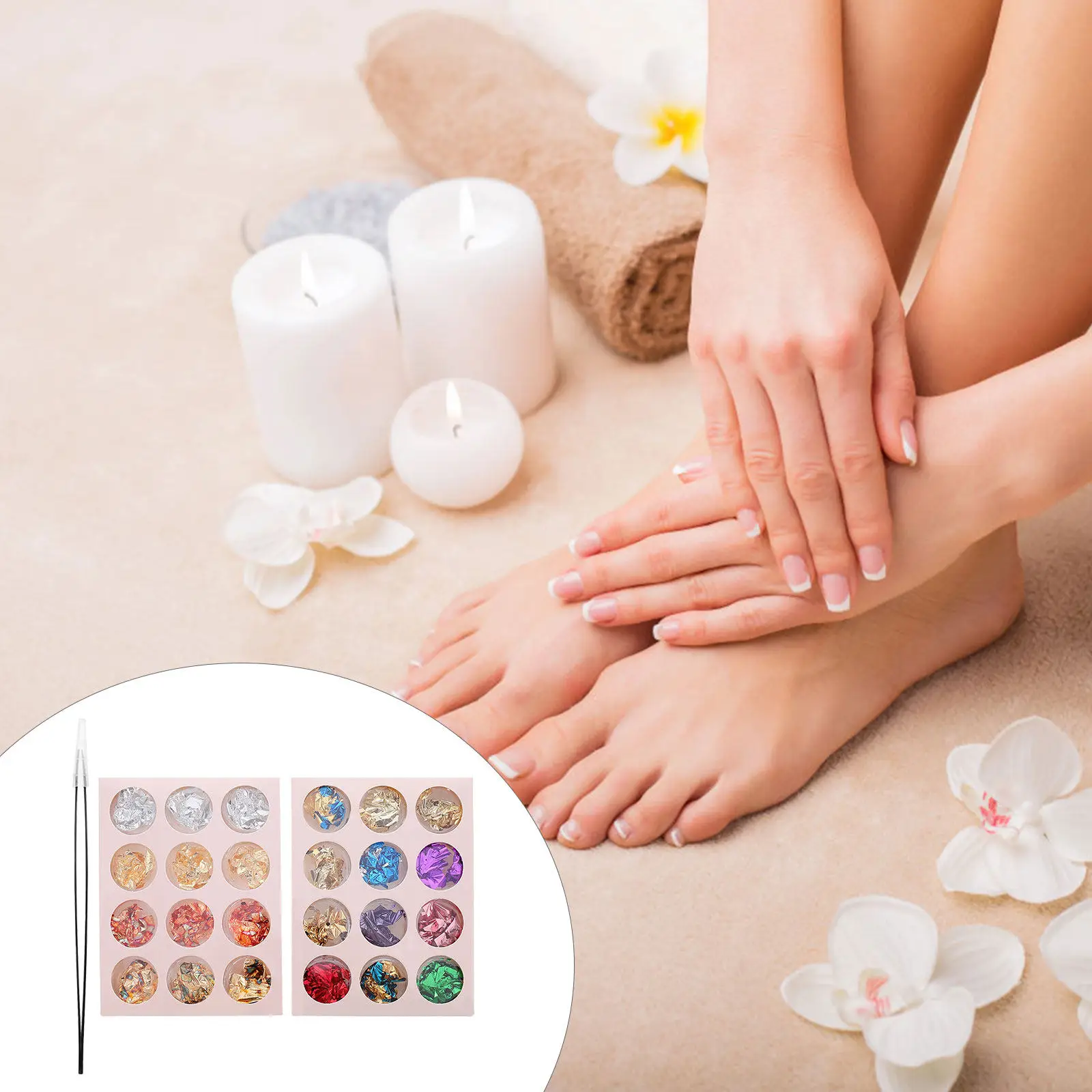 

3Pcs DIY Nail Art Tinfoil Decor Gold Silver Foil Pots with Tweezer Professional Shiny Nail Art Decals for Salon Home Use