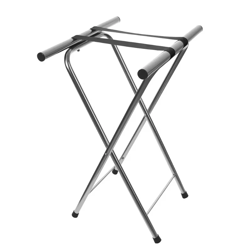 High Quality Black Nylon Strap Foldable Modern Portable Stainless Steel Luggage Rack Commercial Hotel Guest Rooms Durable