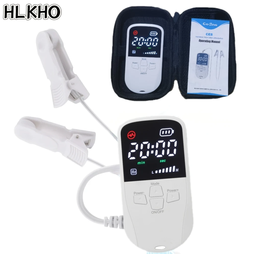 

Portable CES Therapy Device HLKGO Drug-Free Pain Relief for Migraine, Home Use Microcurrent Stimulator for Better Sleep