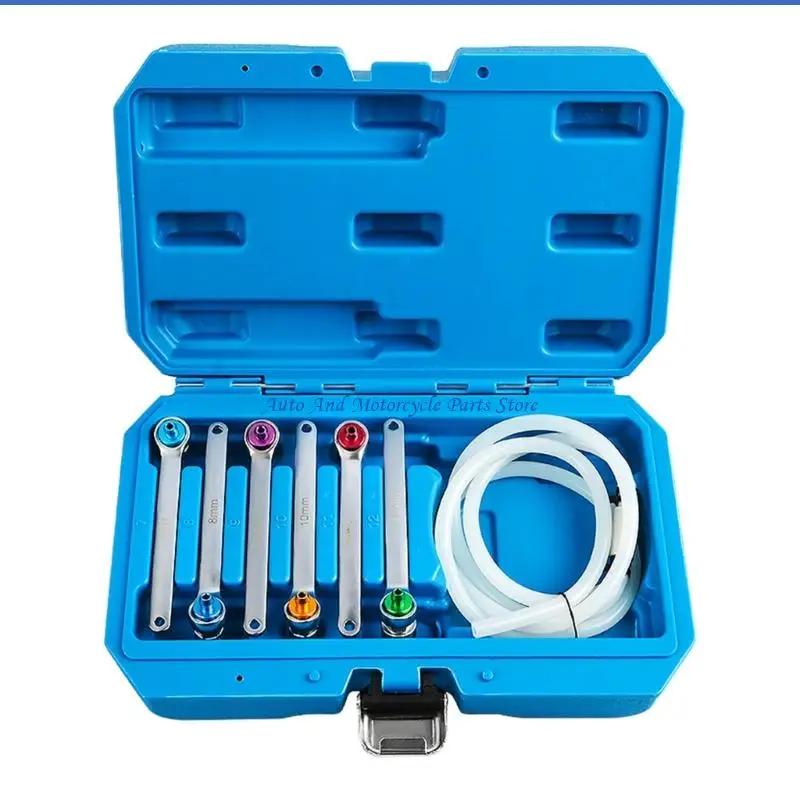 

P9FD Professional 12 Point Brake Bleeding Tool Set Including 6 Metal Wrenches.2M Oil Discharge Hose