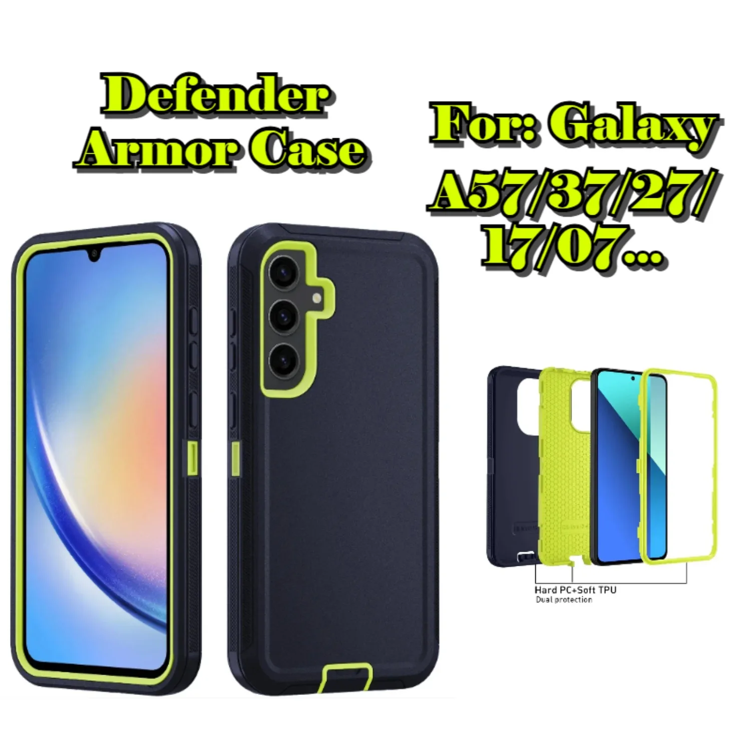 

Defender Armor Ott Box Anti-drop Case for Samsung Galaxy A57/37/27/17/07/56/36/26/16/06/55/35/25 Dustproof Rugged PC+TPU Cover