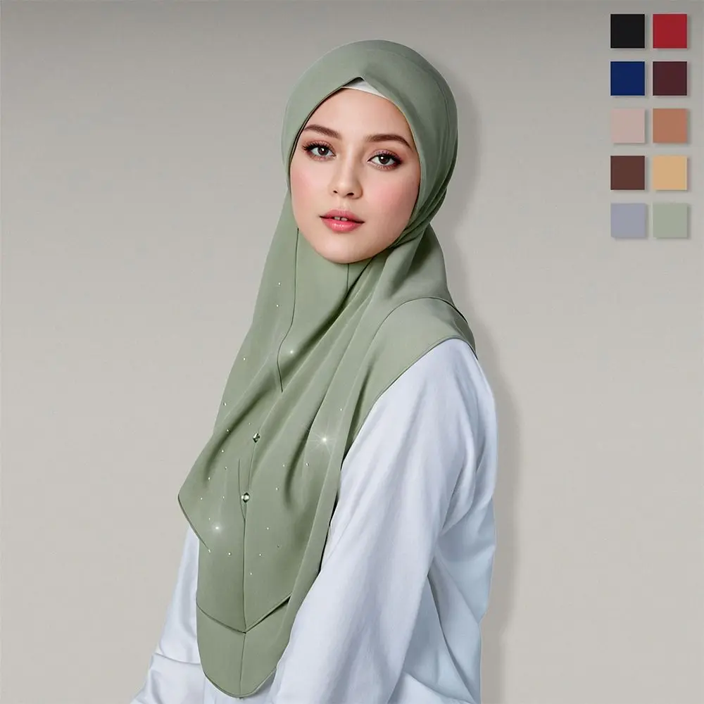 New Milk Silk Instant Hijab Breathable Quick Dry Muslim Headscarf Smooth Stitched Edge Full Coverage Hijab Headwear Commuting