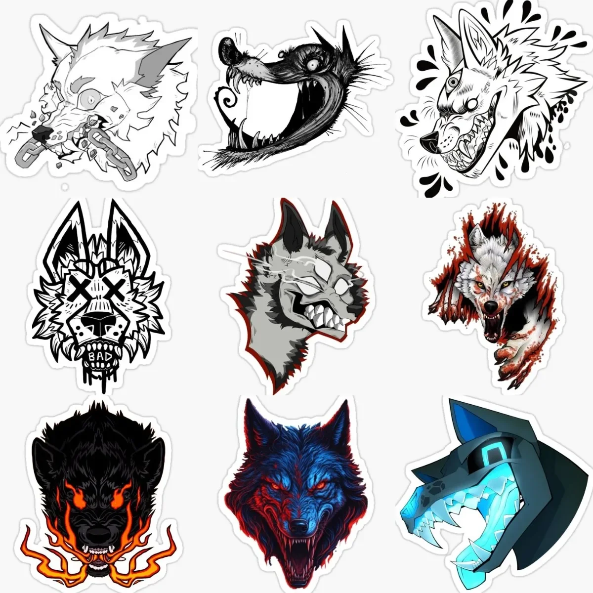 Black Terror Fierce Wolf Cool Stickers Car Motorcycle Laptop Window Bumper Bicycle Wall Table Vinyl Self-adhesive Decals